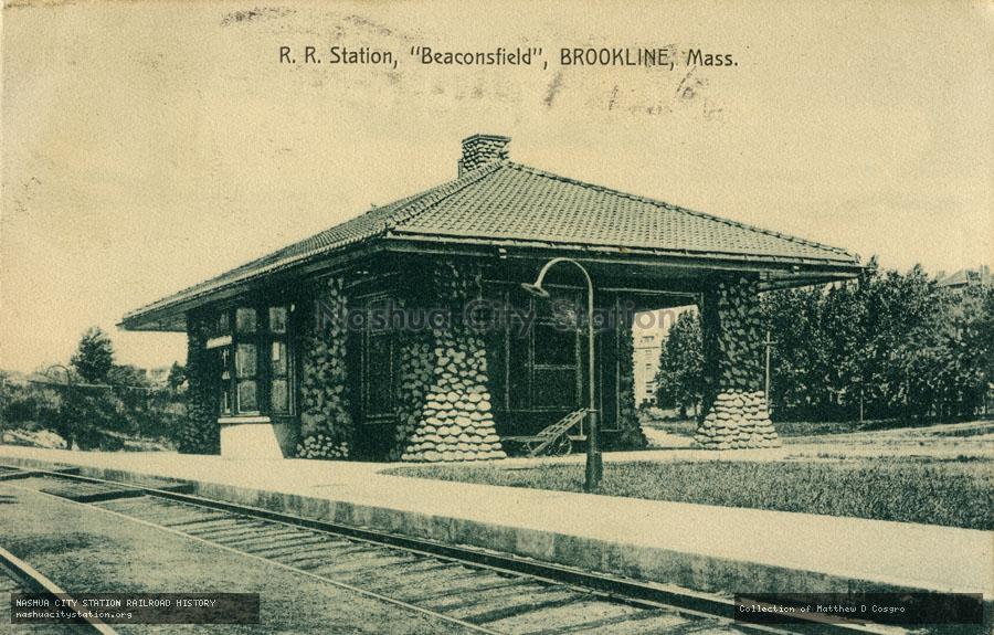 Postcard: Railroad Station, "Beaconsfield", Brookline, Massachusetts
